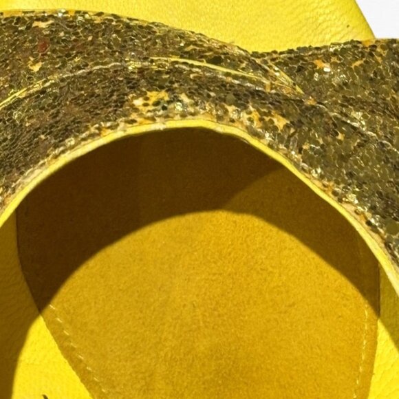 Betsey Johnson Polly Gold Glitter Mules Yellow size 8 - Picture 7 of 13